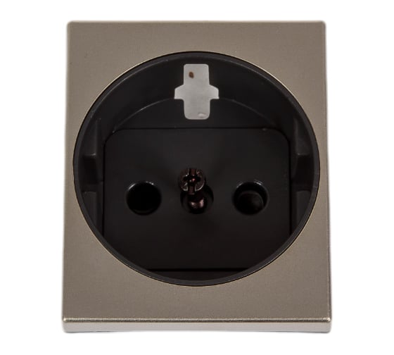 Изображение товара Накладка с защитными шторками на розетку с заземлением Simon, широкий модуль, C, шампань 82041-54