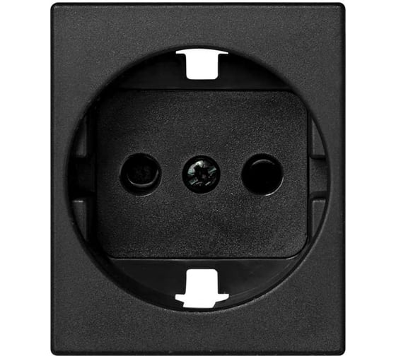 Изображение товара Накладка с защитными шторками на розетку с заземлением Simon, широкий модуль, C, графит 82041-58