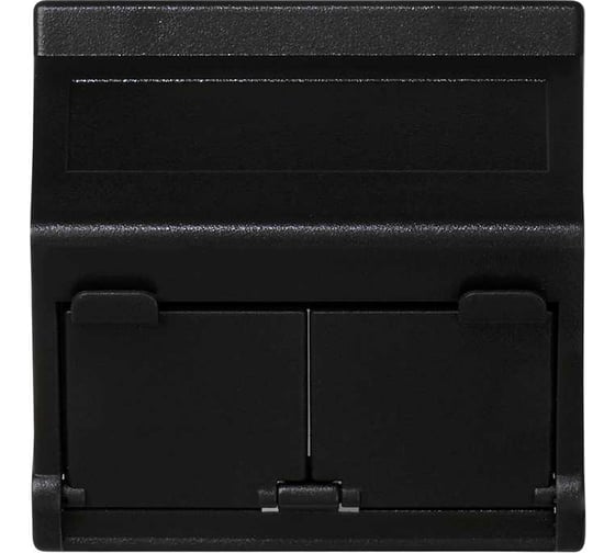 Изображение товара Наклонный адаптер Simon, на 2 RJ45 коннектора, защитные шторки, MD67, К45, графит KB80-14