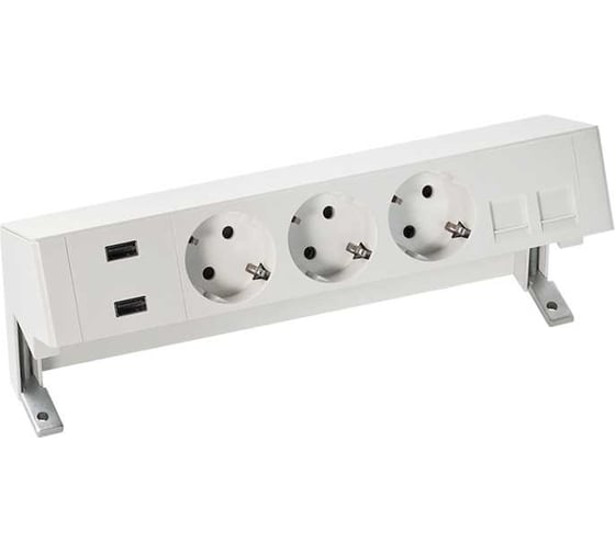 Изображение товара Настольный 5-розеточный блок Simon, 3x2PE, 2xUSB, з/у, 2хRJ45, белый, S400 42523020-130