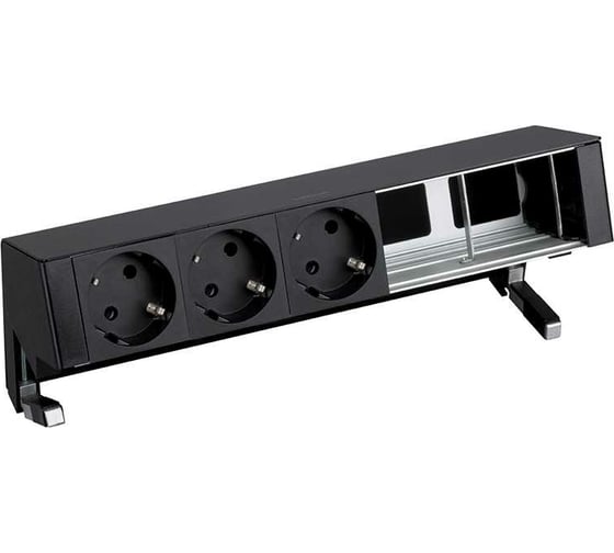 Изображение товара Настольный розеточный блок Simon, 3x2P+E, 2 пустых модуля, черный, 400 42503000-138