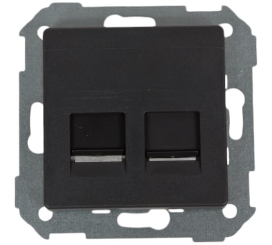 Изображение товара Адаптер Simon со шторками на 2 коннектора UTP RJ45, FTP RJ45, RJ12, AMP, S82, S82N графит 82006-38