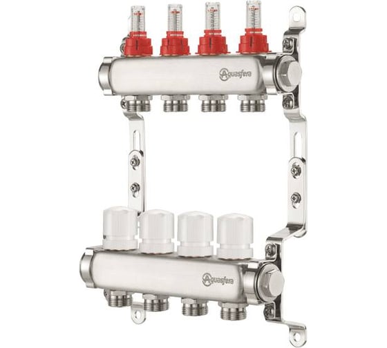 Изображение товара Группа коллекторов Aquasfera нержавеющая сталь, с расходомерами 1" м/м 7в 3/4" ЕК н/р 9503-06 129-6970