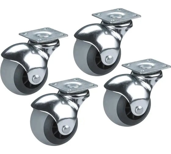 Изображение товара Колёсная опора Lemax PROF шар d=40, без стопора, площадка 38x38, KLS-03-D40 SET4(KLS-03-D40)