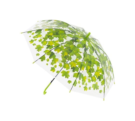 Изображение товара Зонт-трость полуавтоматический Рыжий кот BASIC, 90 см (ЭВА), листья, цвет зеленый 107778