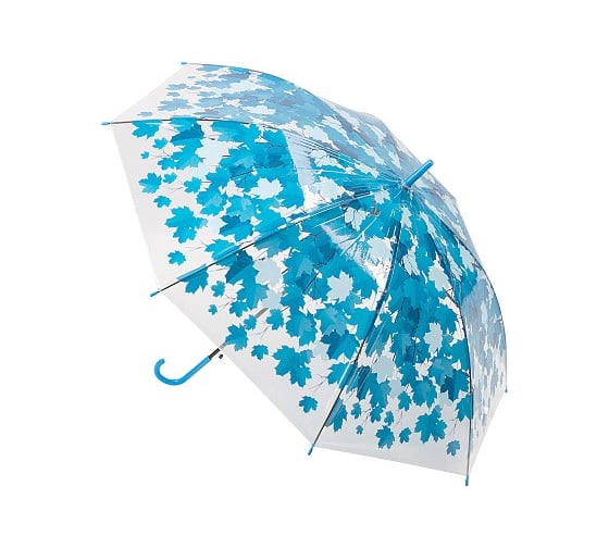 Изображение товара Зонт-трость полуавтоматический Рыжий кот BASIC, 90 см (ЭВА), листья, цвет синий 108781