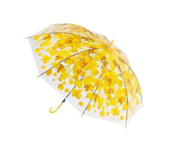 Изображение товара Зонт-трость полуавтоматический Рыжий кот BASIC, 90 см (ЭВА), листья, цвет оранжевый 107779