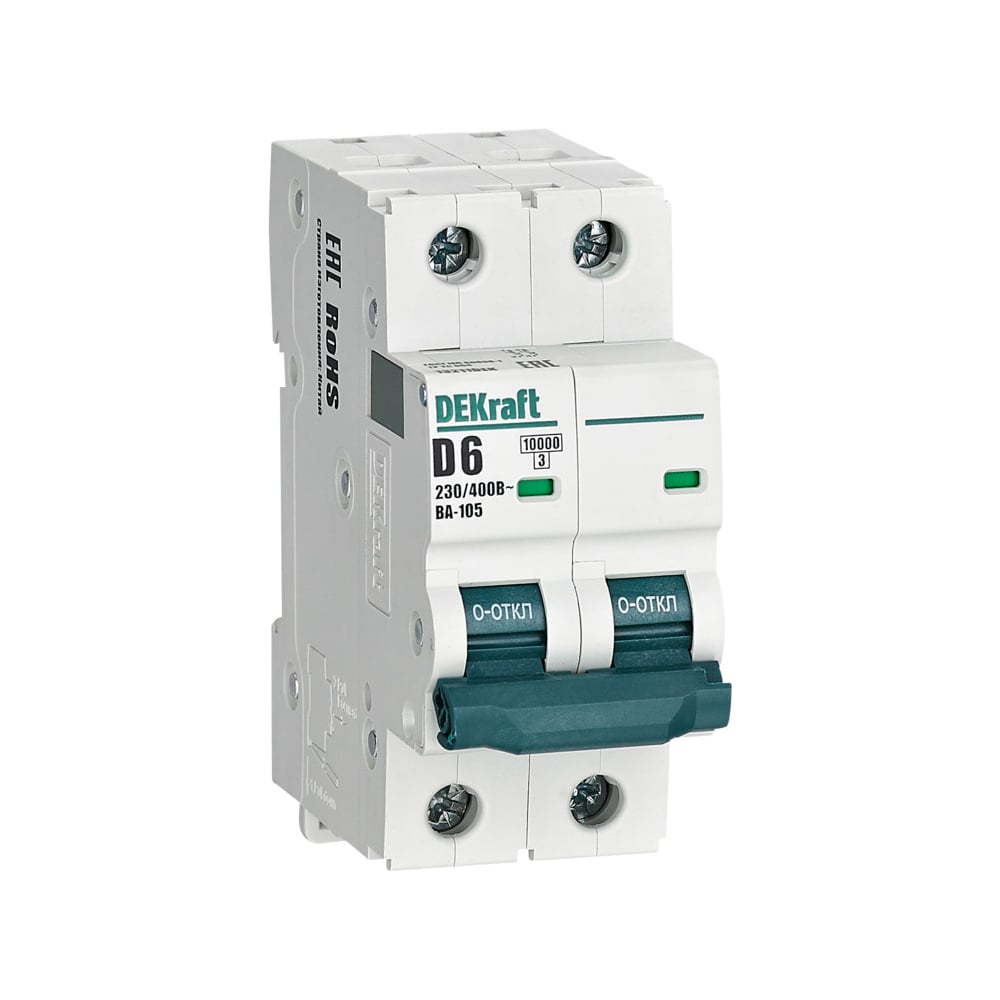 Изображение товара Автоматический выключатель Dekraft ВА105-2P-006A-D для защиты электросетей