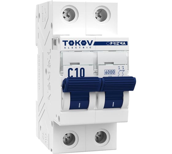 Изображение товара Выключатель автоматический модульный TOKOV ELECTRIC 2П, 10А, 6кА, характеристика C TKE-PZ60-MCBI-2-10-C