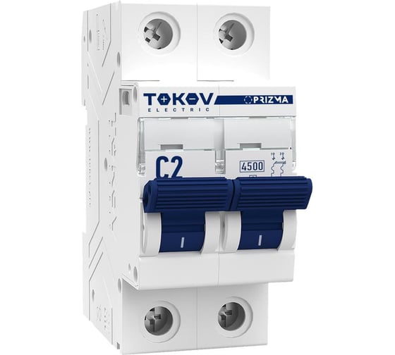 Изображение товара Выключатель автоматический модульный TOKOV ELECTRIC 2П, 2А, 4.5кА, характеристика C TKE-PZ45-MCBI-2-2-C