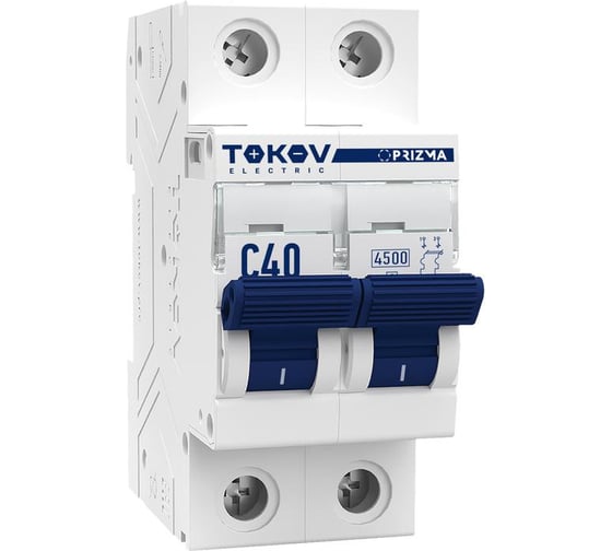 Изображение товара Выключатель автоматический модульный TOKOV ELECTRIC 2П, 40А, 4.5кА, характеристика C TKE-PZ45-MCBI-2-40-C