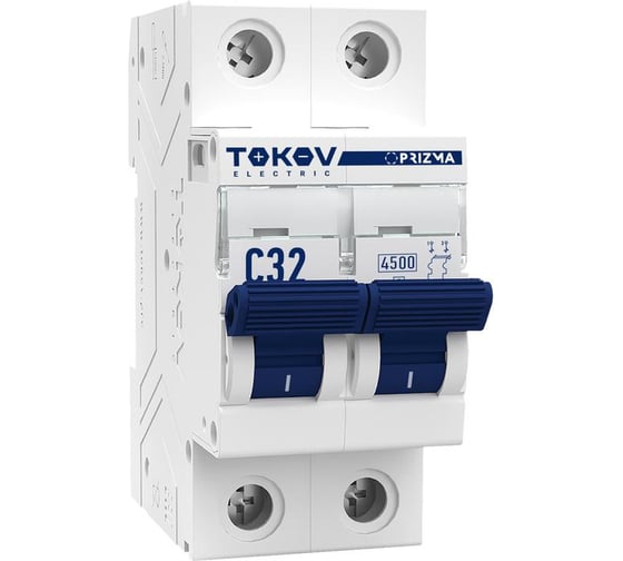 Изображение товара Выключатель автоматический модульный TOKOV ELECTRIC 2П, 32А, 4.5кА, характеристика C TKE-PZ45-MCBI-2-32-C
