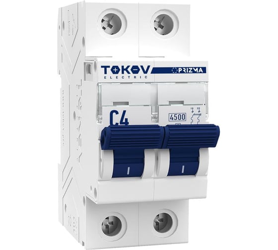 Изображение товара Выключатель автоматический модульный TOKOV ELECTRIC 2П, 4А, 4.5кА, характеристика C TKE-PZ45-MCBI-2-4-C