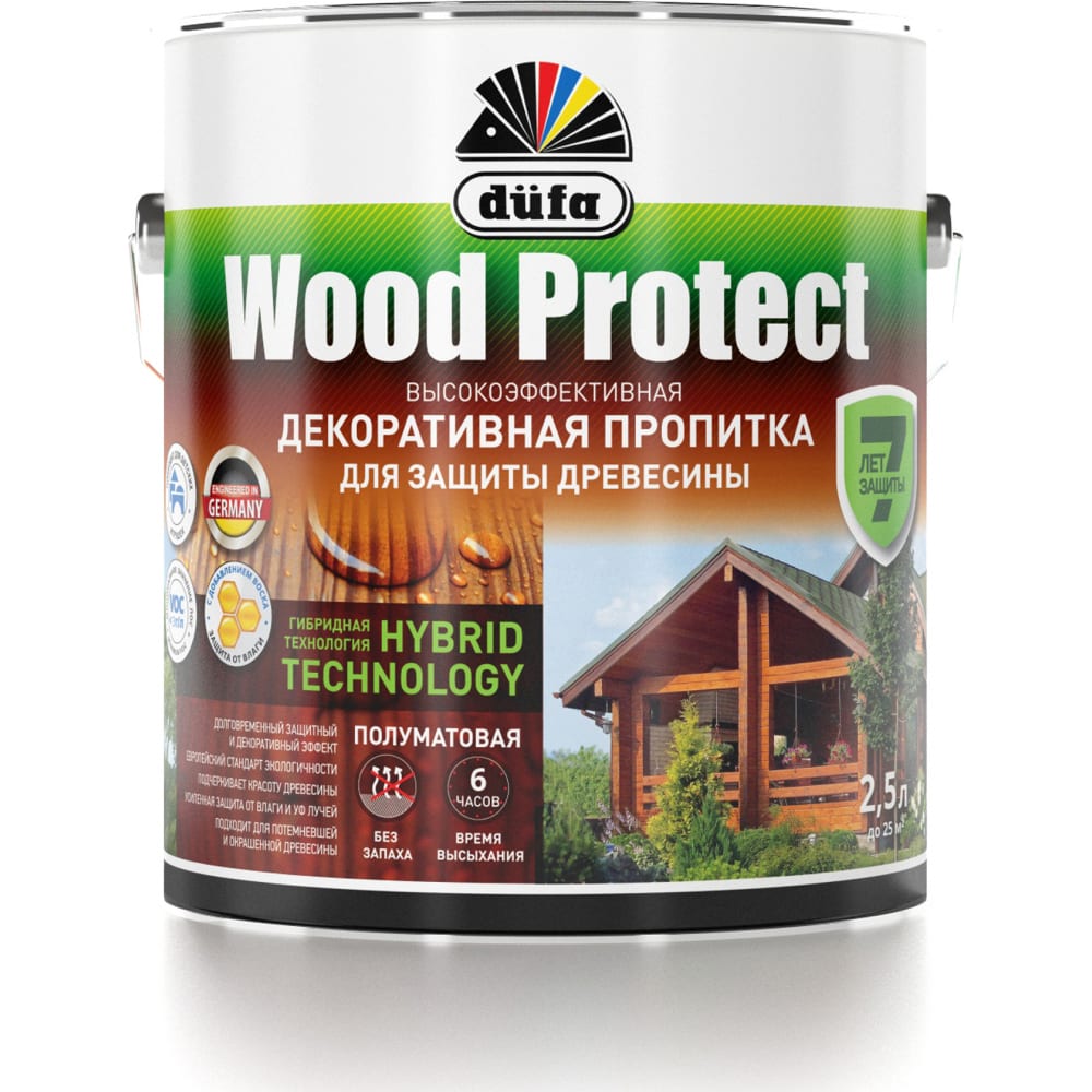 фото Пропитка для защиты древесины dufa wood protect белый 2,5 л мп000015749