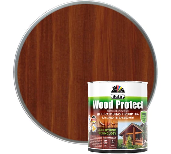 Изображение товара Пропитка для защиты древесины Dufa Wood Protect махагон 750 мл МП000015763