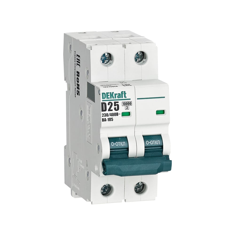 Изображение товара Автоматический выключатель Dekraft ВА105-2P-025A-D 13215DEK для защиты цепей