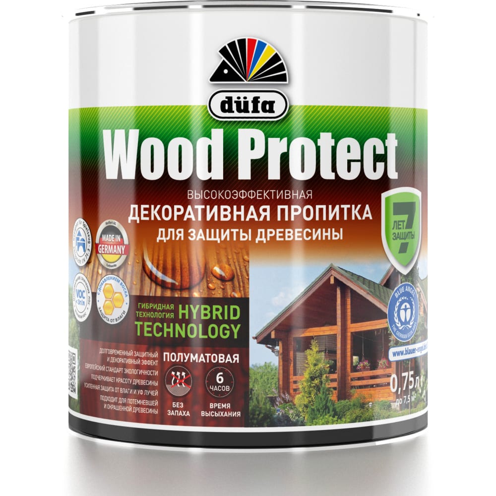 фото Пропитка для защиты древесины dufa wood protect бесцветный 750 мл мп000015760