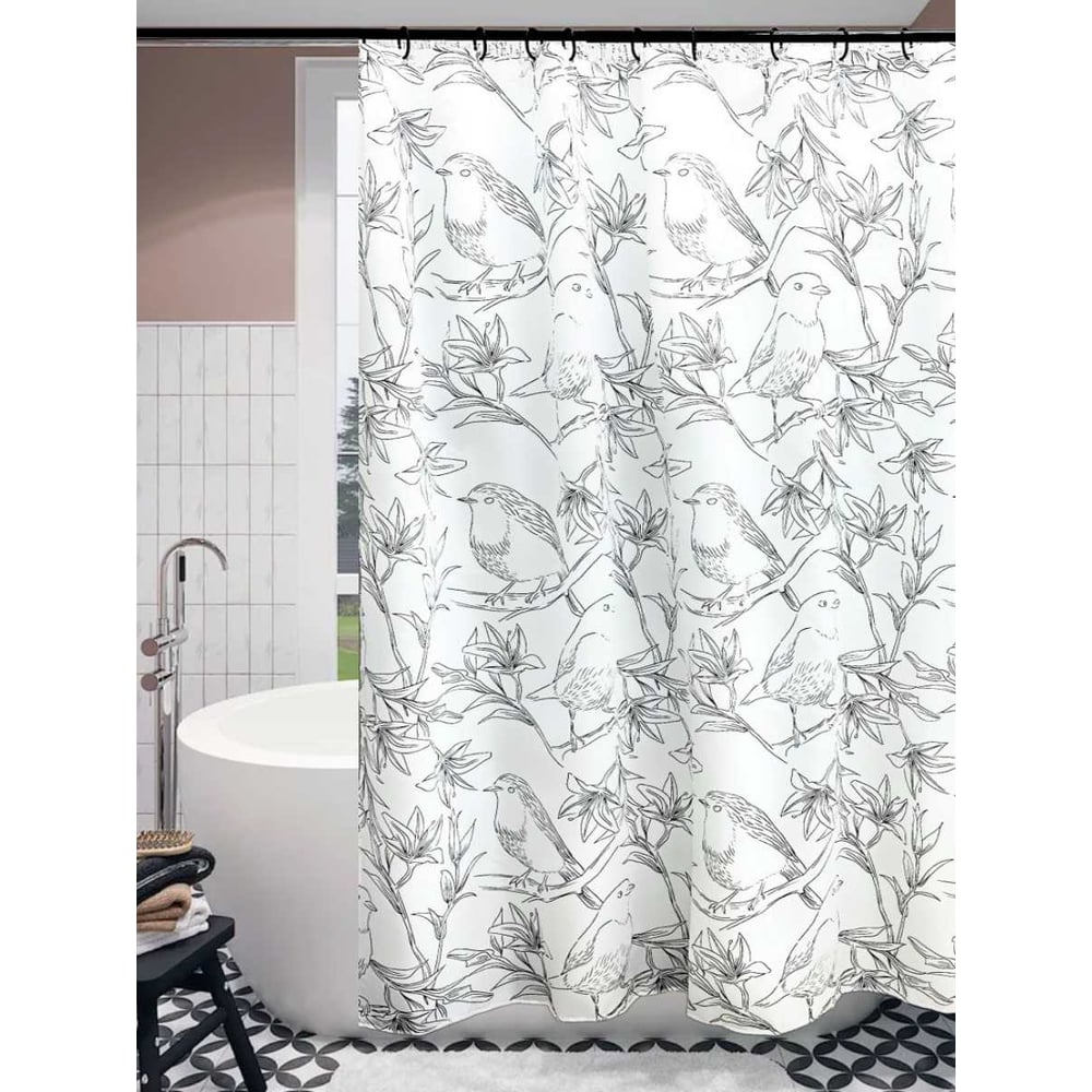 Изображение товара Штора для ванной PRIMANOVA EDEN 180x200 водоотталкивающая с рисунком птицы