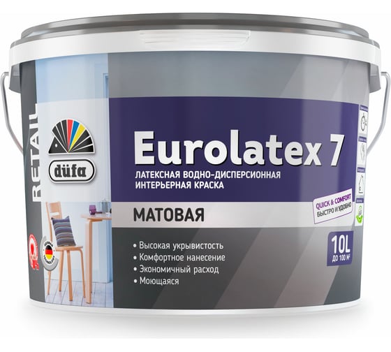 Изображение товара Краска Dufa Retail ВД EUROLATEX 7 10 л Н0000003406