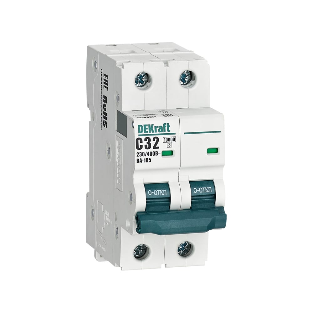 Изображение товара Автоматический выключатель Dekraft ВА105-2P-032A-C 13168DEK надежная защита