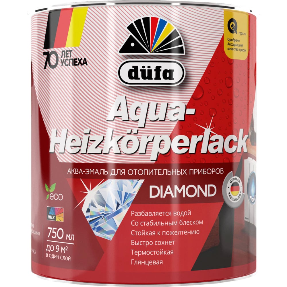 Эмаль для отопительных приборов Dufa эмаль для радиаторов dufa aqua heizkorperlack глянцевая белый 0 75 л