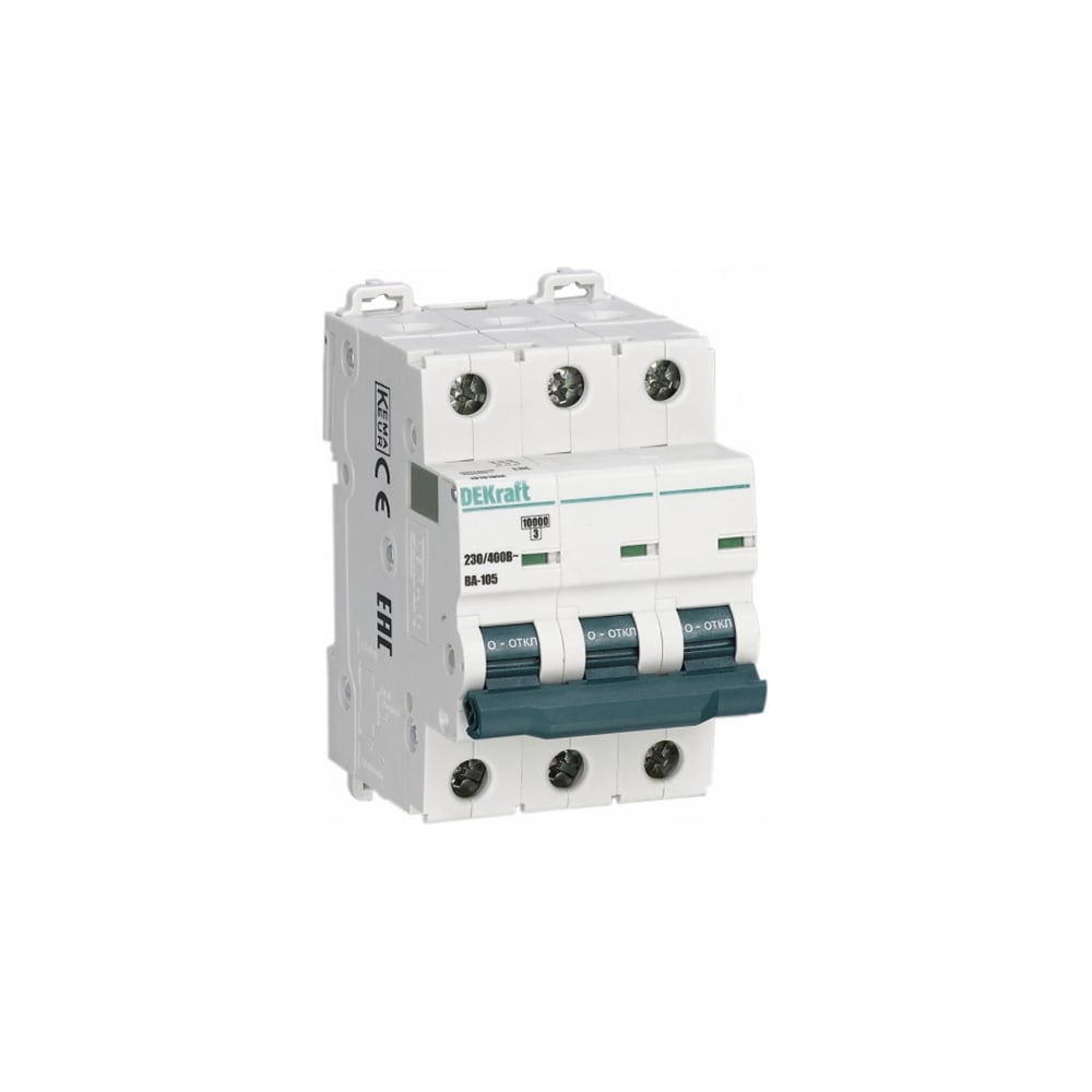 Изображение товара Автоматический выключатель Dekraft ВА105-3P-001A-D 230/400V 1A IP20 модульный