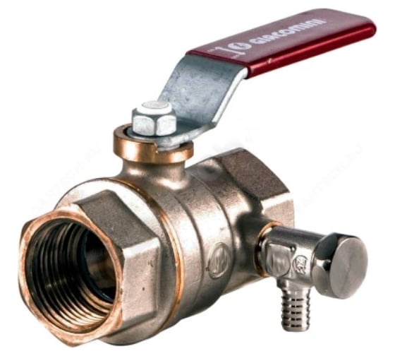 Изображение товара Шаровой кран Giacomini латунь, со спускником, никель, Ду 25, Ру 35, ВР G1 R910S R910SX005 007-0925