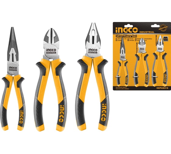 Изображение товара Набор шарнирно-губцевого инструмента INGCO INDUSTRIAL 3 пред. HKPS28318