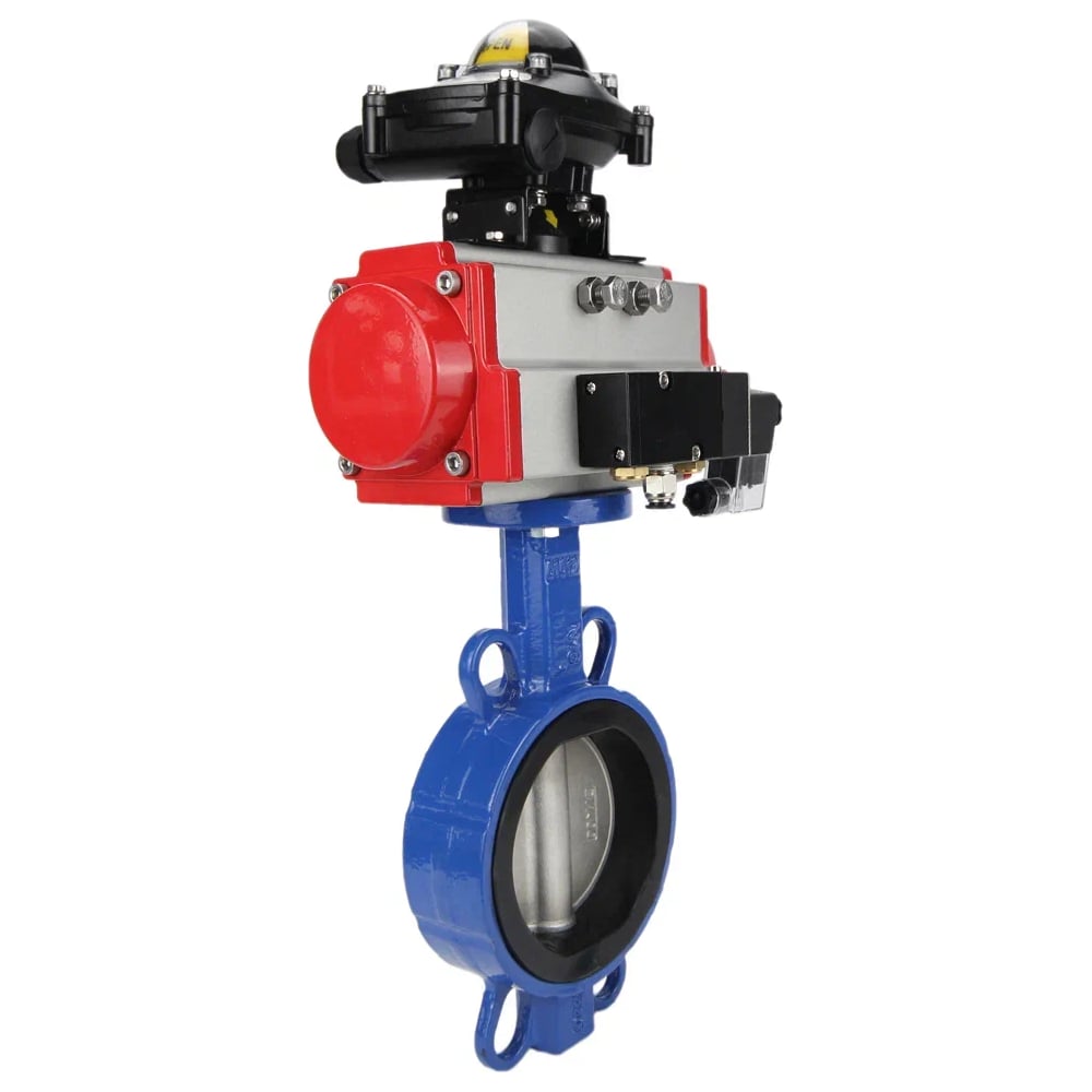 Изображение товара Затвор DN.ru GGG50-316L-EPDM Ду150 Ру16 с пневмоприводом дисковый