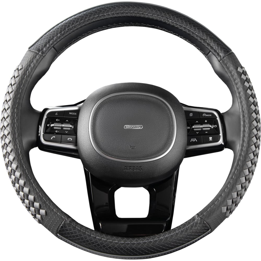 Изображение товара Оплетка SKYWAY Combo-11 M из экокожи для руля 37-39 см черно-серая
