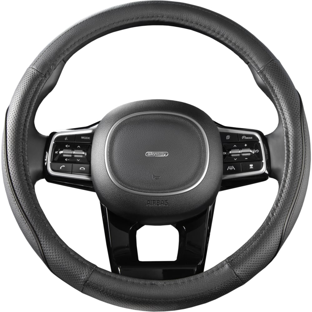 Изображение товара Оплетка SKYWAY Combo-14 M Черная из экокожи для руля автомобиля