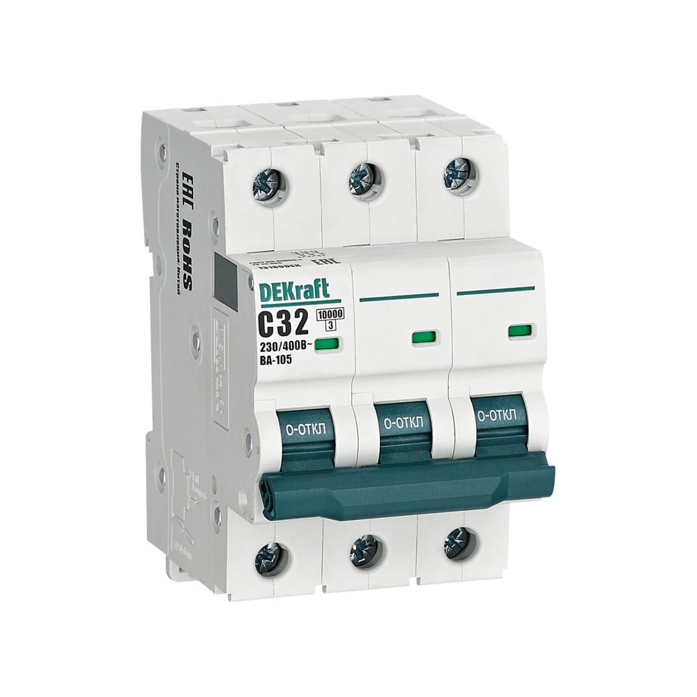 Изображение товара Автоматический выключатель Dekraft ВА105-3P-032A-C для защиты электрических цепей