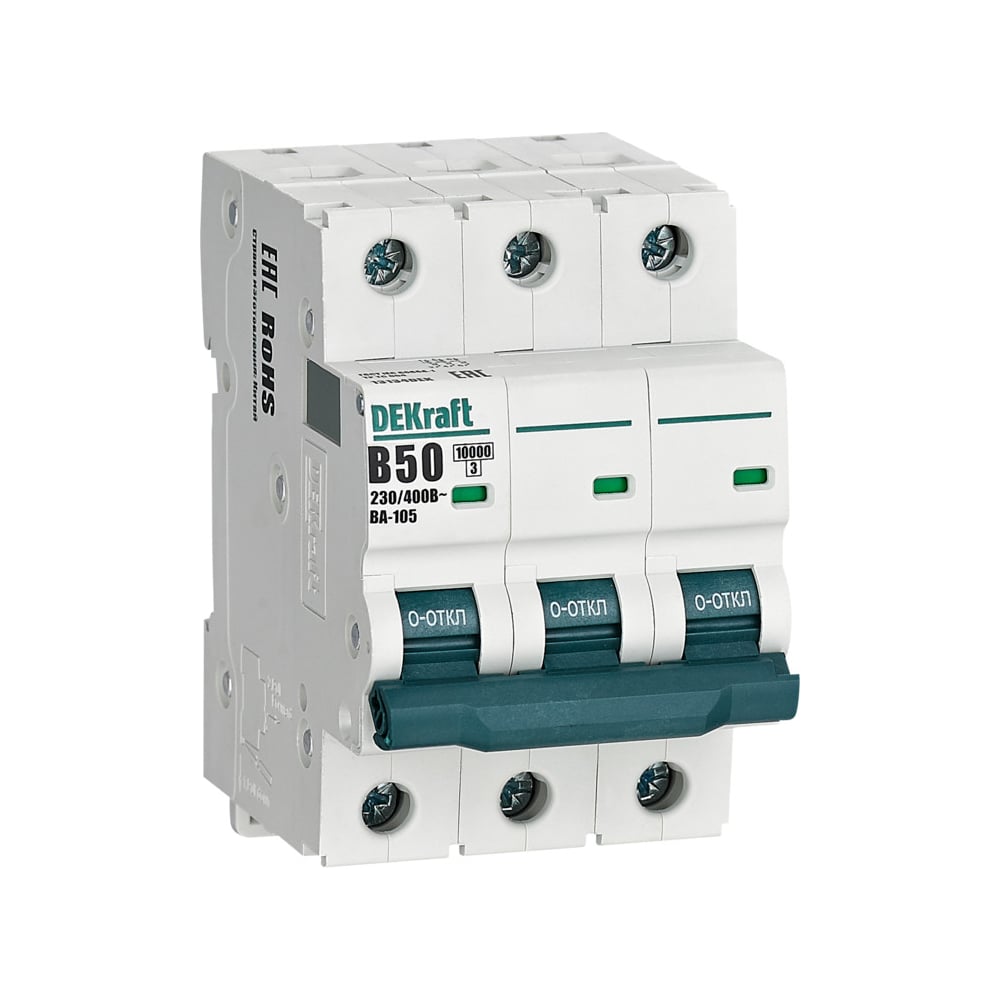 Изображение товара Автоматический выключатель Dekraft ВА105-3P-050A-B 13134DEK для защиты электросетей