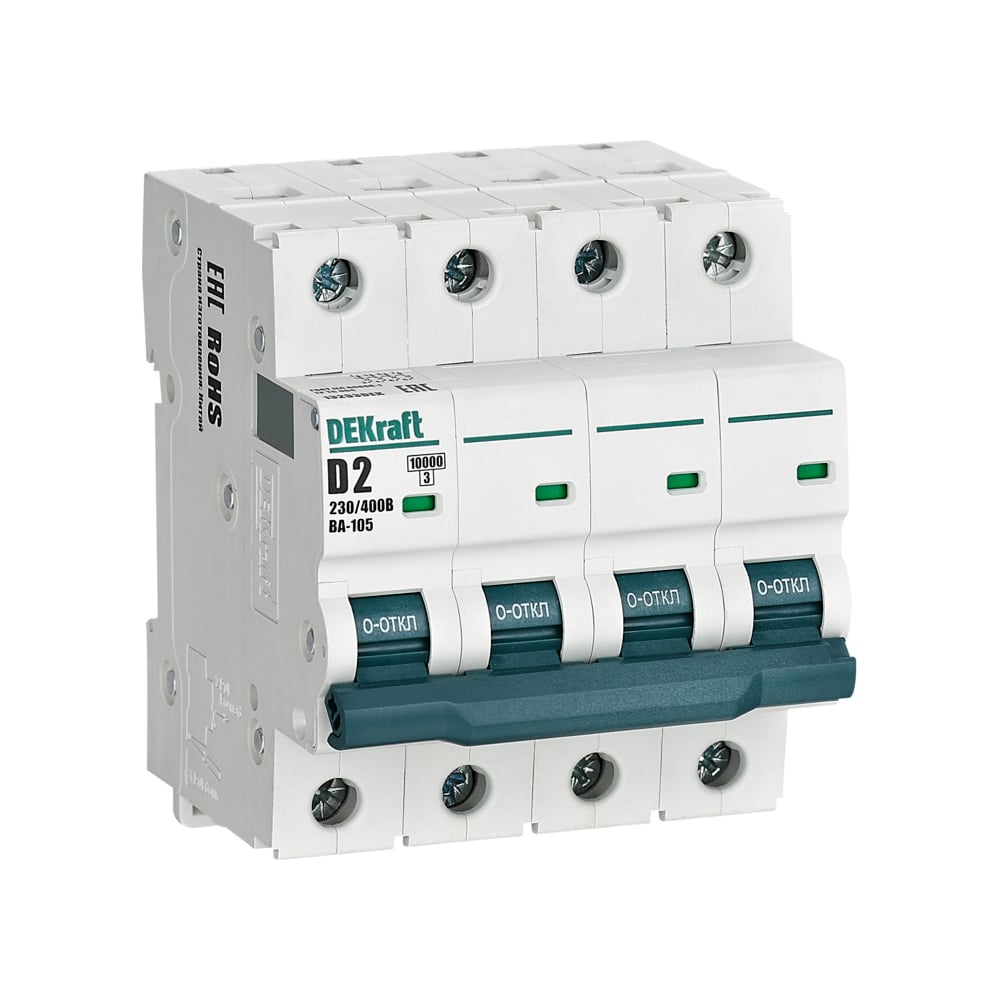 Изображение товара Автоматический выключатель Dekraft ВА105-4P-001A-D для защиты электросети