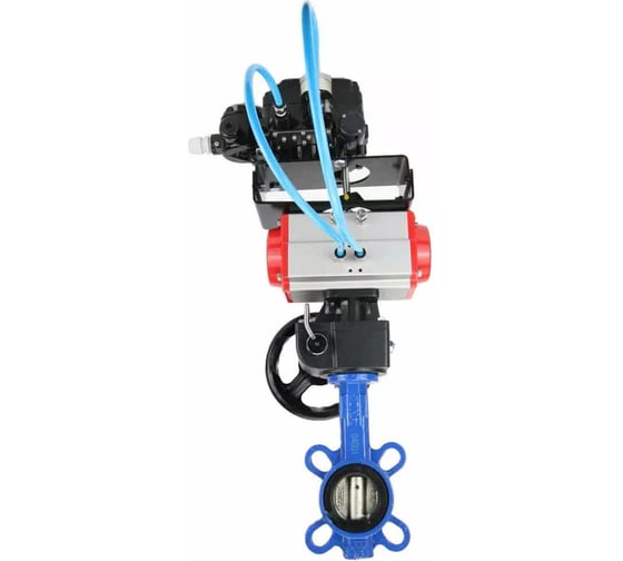 Изображение товара Затвор DN.ru GGG50-316L-NBR Ду250 Ру16 с пневмоприводом, пневмопозиционером, дублером D050-15107