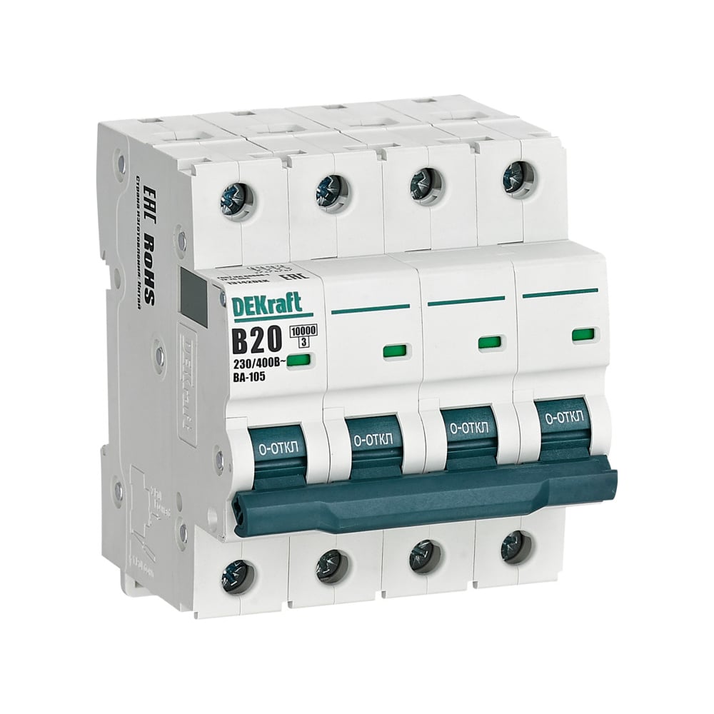 Изображение товара Автоматический выключатель Dekraft ВА105-4P-020A-B 13142DEK