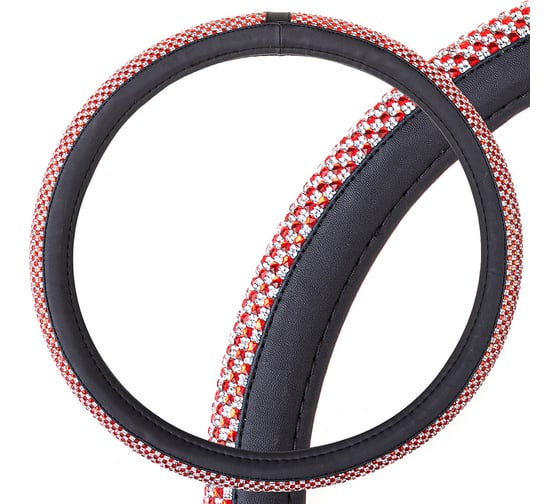 Изображение товара Оплетка SKYWAY Crystal-1 M Черная экокожа/красные стразы S01102463