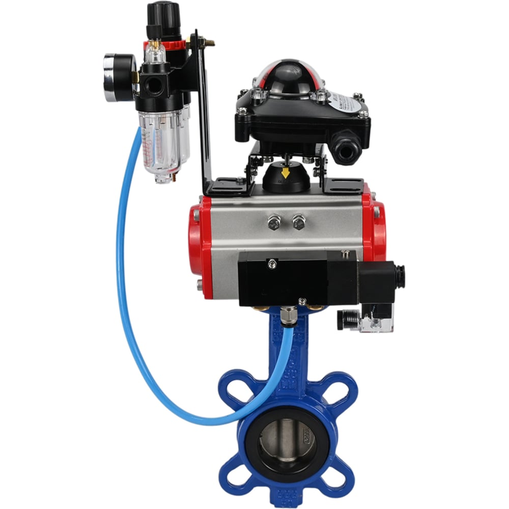 Изображение товара Затвор DN.ru GGG50-316L-NBR Ду40 Ру16 с пневмоприводом Профессиональный