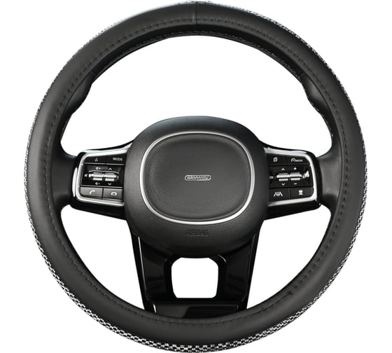 Изображение товара Оплетка SKYWAY Crystal-1 M Черная экокожа/синие стразы S01102462