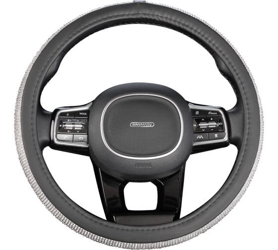 Изображение товара Оплетка SKYWAY Crystal-2 M Черная экокожа/серебряные стразы S01102467