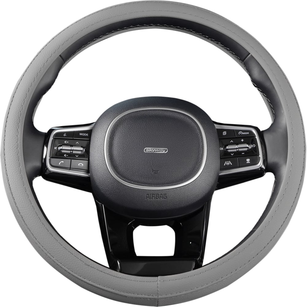 Изображение товара Оплетка SKYWAY Standart-1 М серого цвета из экокожи для устройств диаметром 37-39 см