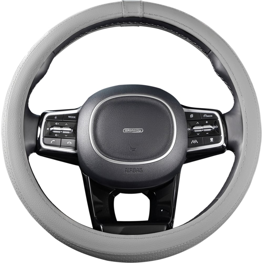 Изображение товара Оплетка SKYWAY Standart-2 М серого цвета из экокожи для устройств диаметром 37-39 см