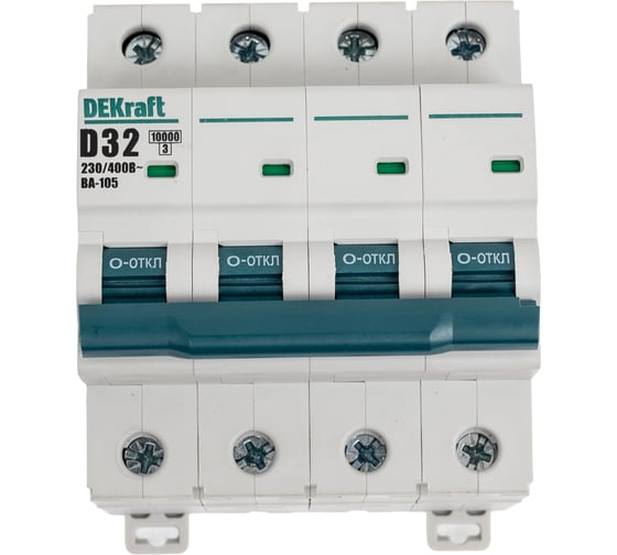 Изображение товара Автоматический выключатель Dekraft ВА105-4P-032A-D 13240DEK