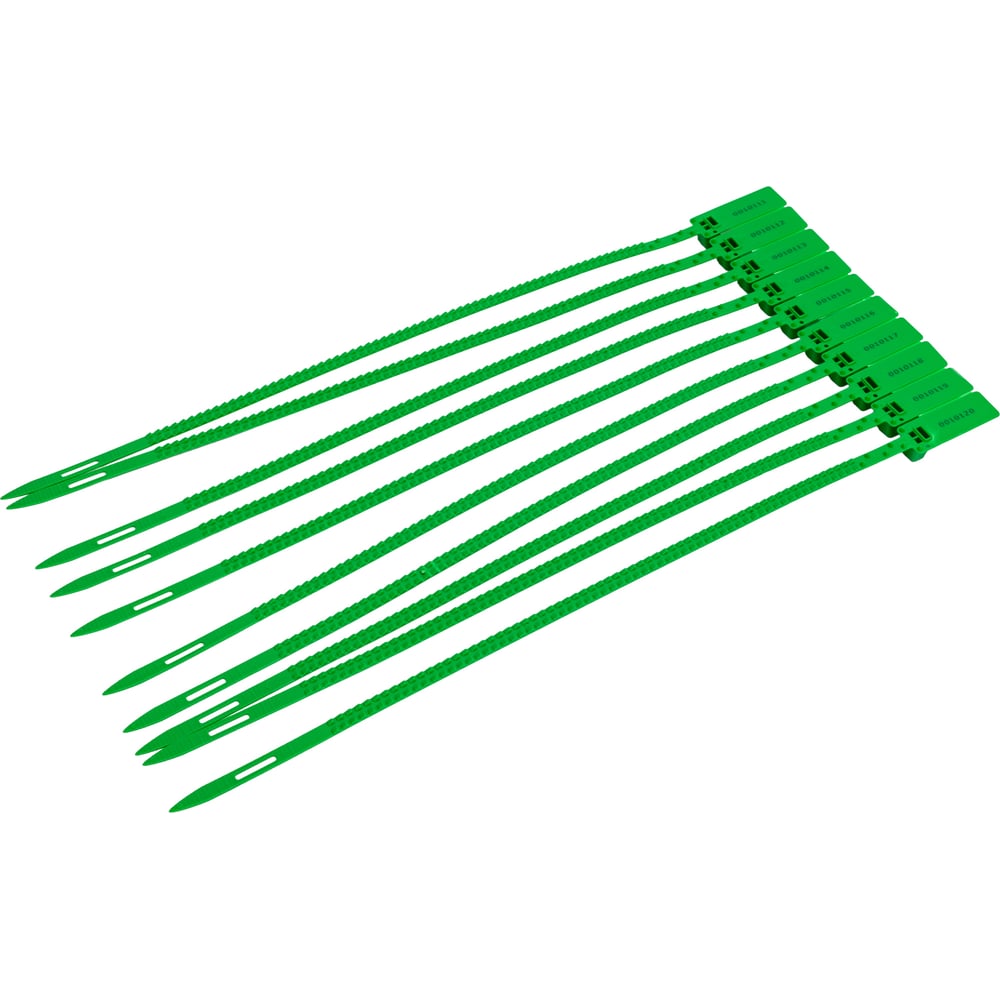 Изображение товара Пломба пластиковая номерная мешковая ООО Пломба.Ру L 420 мм, Цвет зеленый 50 шт, УПМ-420, 1006400