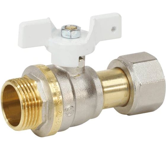 Изображение товара Кран шаровой латунный Aquasfera 1122 Standard никелированный, Ду15, Ру40, резьба/накидная гайка, полнопроходной, бабочка 1122-01 107-8062