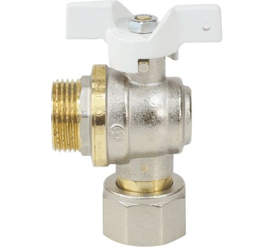 Изображение товара Кран шаровой латунный Aquasfera 1123 Standard никелированный, Ду20, Ру30, резьба/накидная гайка, угловой, бабочка 1123-02 107-8055