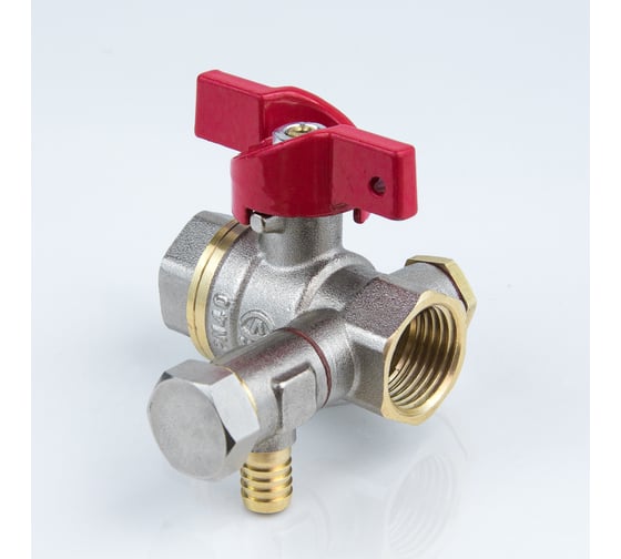 Изображение товара Кран шаровой латунный со спускником Aquasfera 1013 Euro Ду15, Ру40, муфта/муфта, полнопроходной, бабочка 1013-01 109-0456