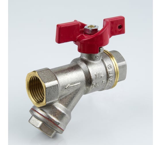 Изображение товара Кран-фильтр шаровой латунный Aquasfera 1015 Euro Ду15, Ру40, муфта/муфта, полнопроходной, бабочка 1015-01 109-0443