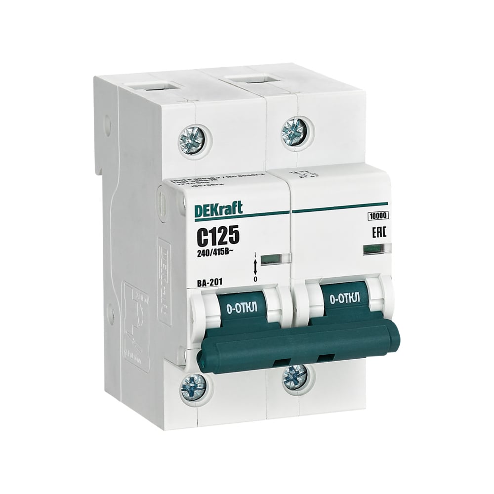 Изображение товара Автоматический выключатель Dekraft ВА201-2P-125A-C для защиты электросистем