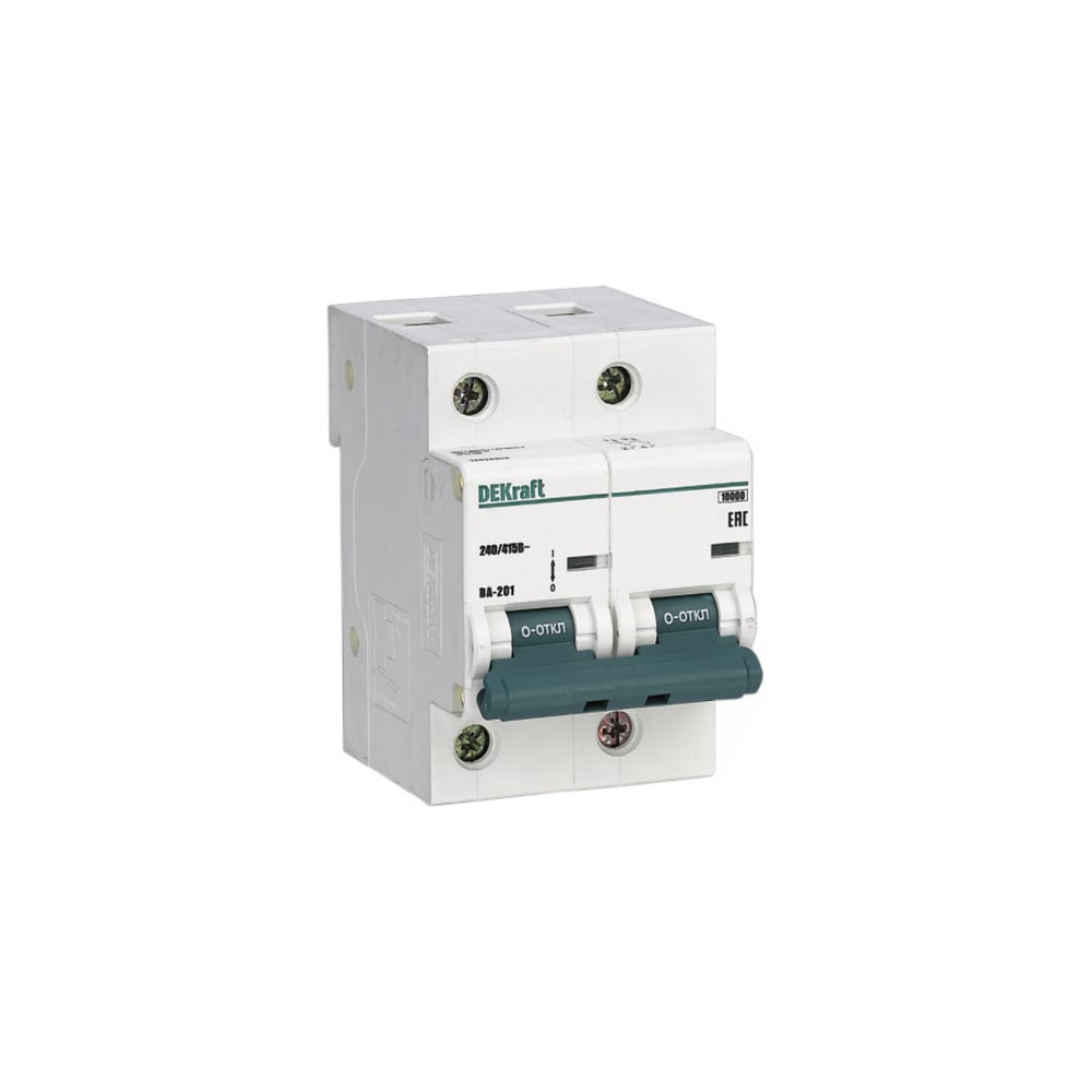 Изображение товара Автоматический выключатель Dekraft ВА201-2Р-063А-D для защиты электросетей